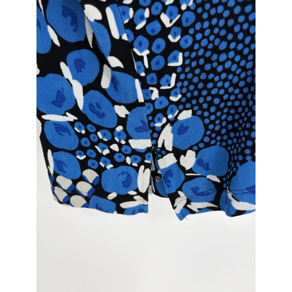 Chico’s Size XL Women’s Blue Black Abstract Dot Print Stretch Top Short Sleeve - Picture 5 of 8